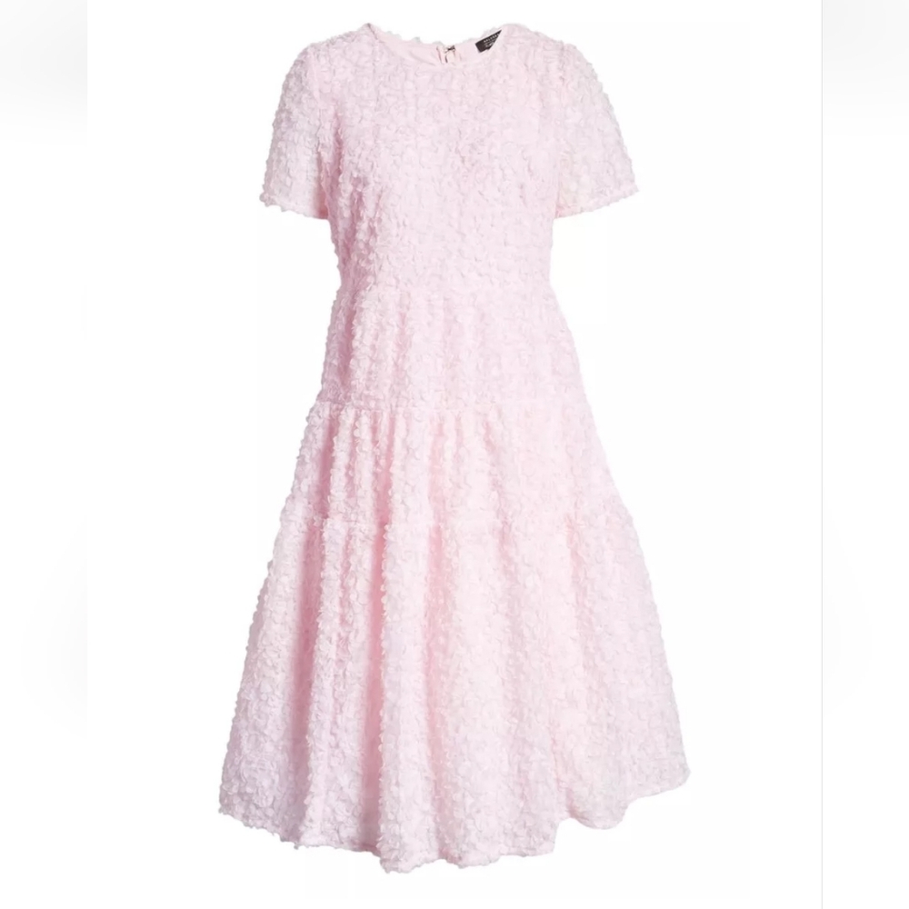 HALOGEN X Atlantic-Pacific Floret Pink Ballerina Midi Dress Size L Org $159